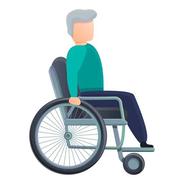 Senior muž na invalidním vozíku ikona, kreslený styl — Stockový vektor