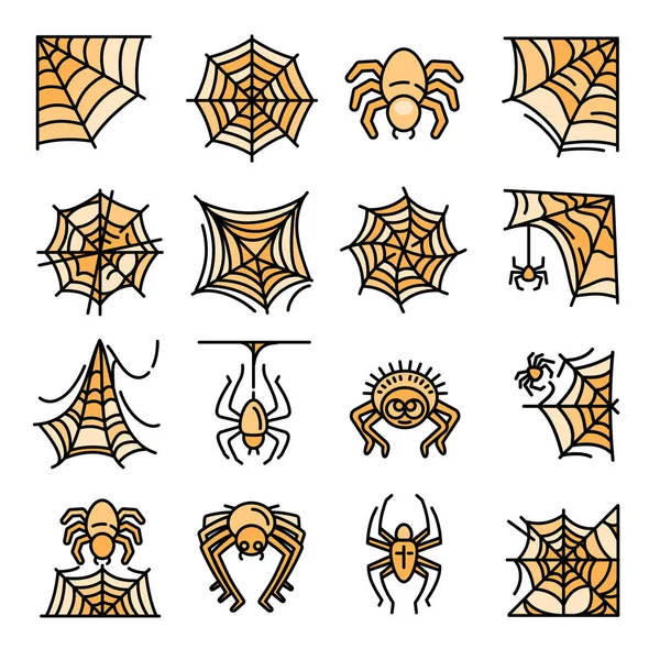 Spider icon set, outline style — Stock Vector