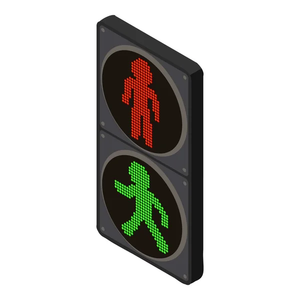 Icona del semaforo pedonale, stile isometrico — Vettoriale Stock