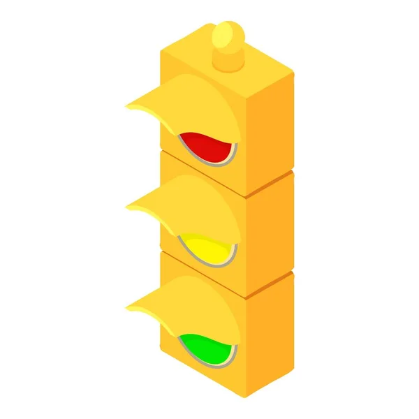 Icono de semáforo amarillo, estilo isométrico — Vector de stock