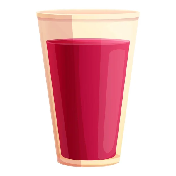 Icono de vidrio de jugo de remolacha, estilo de dibujos animados — Vector de stock