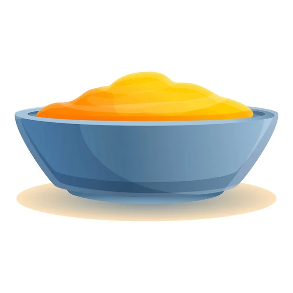Icône bol condiment jaune, style dessin animé — Image vectorielle