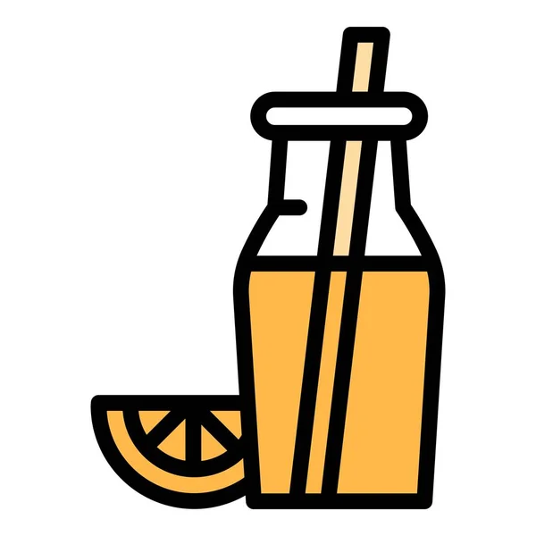 Icona della bottiglia di succo d'arancia, stile contorno — Vettoriale Stock