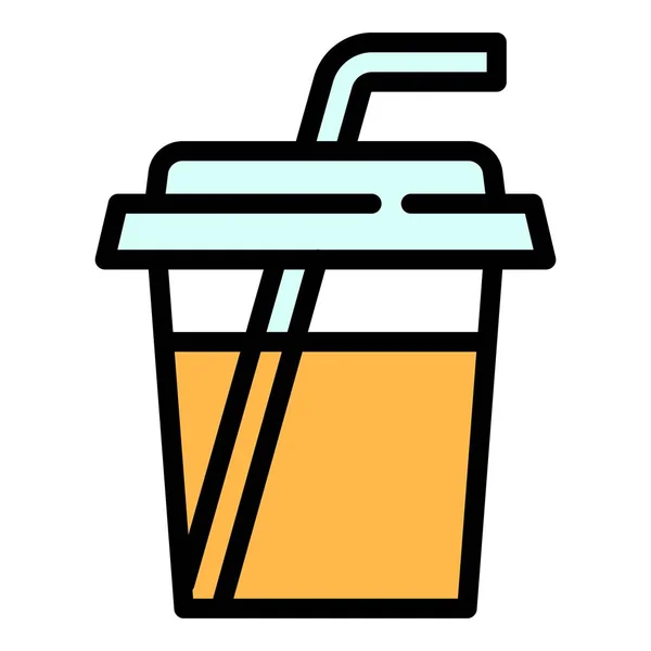 Icône smoothie mangue, style contour — Image vectorielle