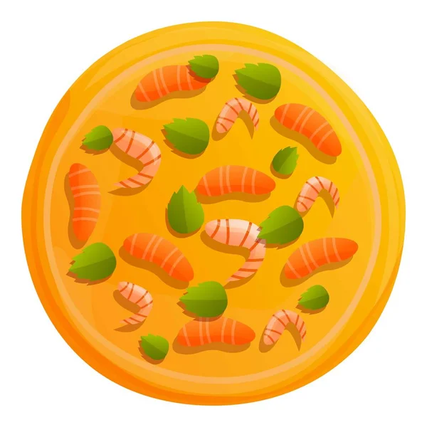 Ícone de pizza de camarão, estilo cartoon — Vetor de Stock