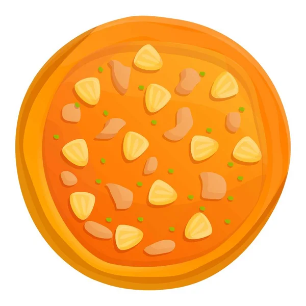 Quattro formaggi pizza icona, stile cartone animato — Vettoriale Stock