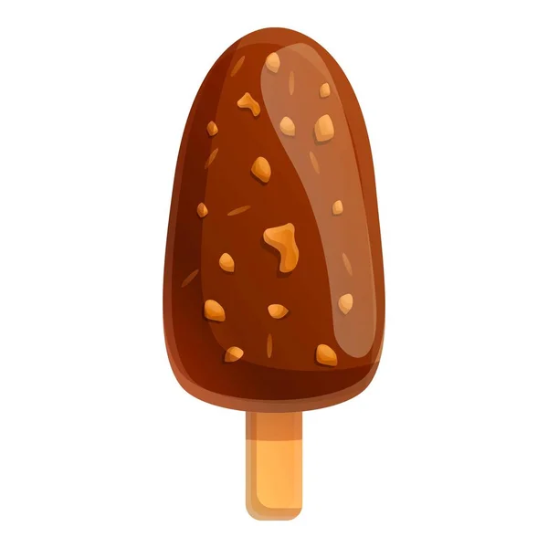 Ícone de picolé de noz de chocolate, estilo dos desenhos animados —  Vetores de Stock