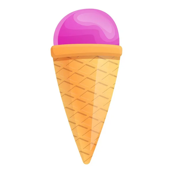 Icône de cône de crème glacée aux fruits, style dessin animé — Image vectorielle