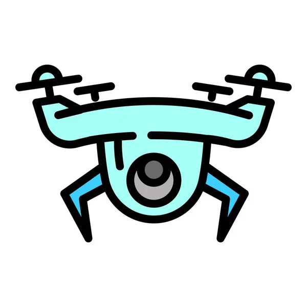 Police drone icon, outline style — Stock Vector