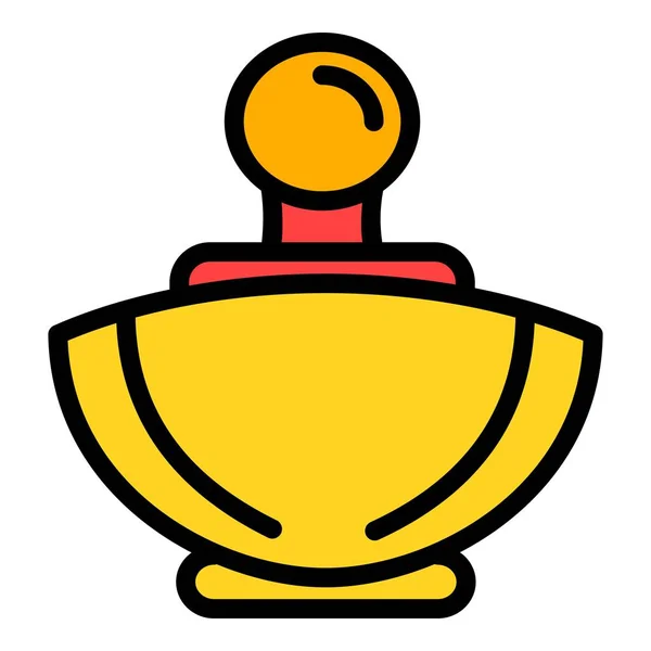 Icono de botella de perfume de oro, estilo de esquema — Vector de stock