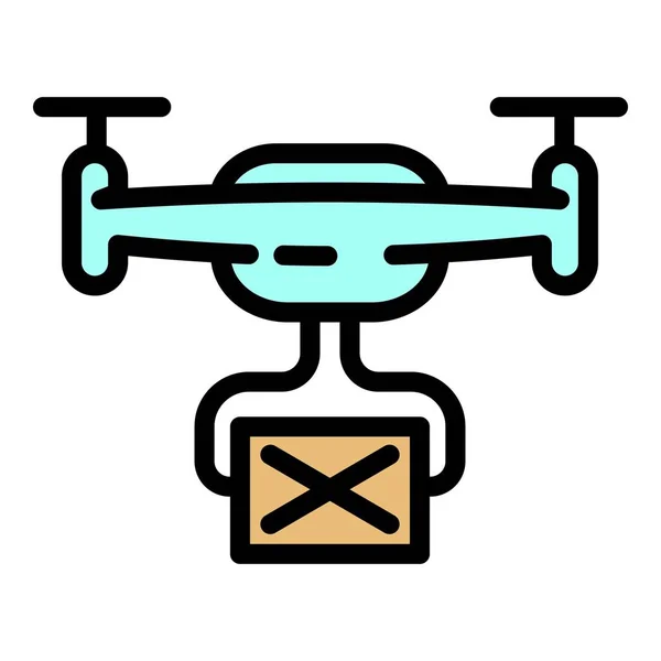 Parcel delivery drone icon, outline style — Stock Vector