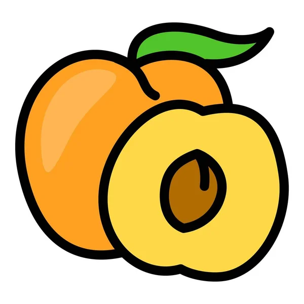 Fresh peach icon, outline style — Stock Vector