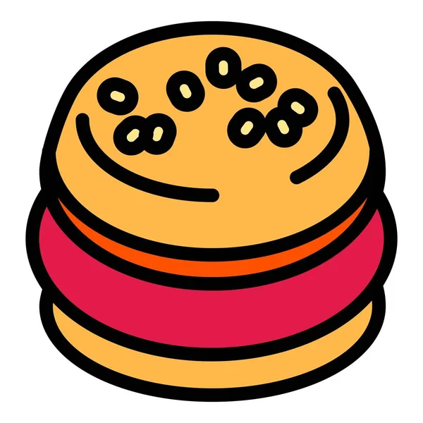 Pastırma burger ikonu, taslak biçimi — Stok Vektör