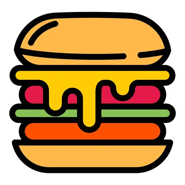 Cheese icona hamburger, stile contorno — Vettoriale Stock