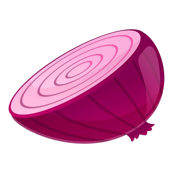 Purple half onion icon, cartoon style — Stock Vector