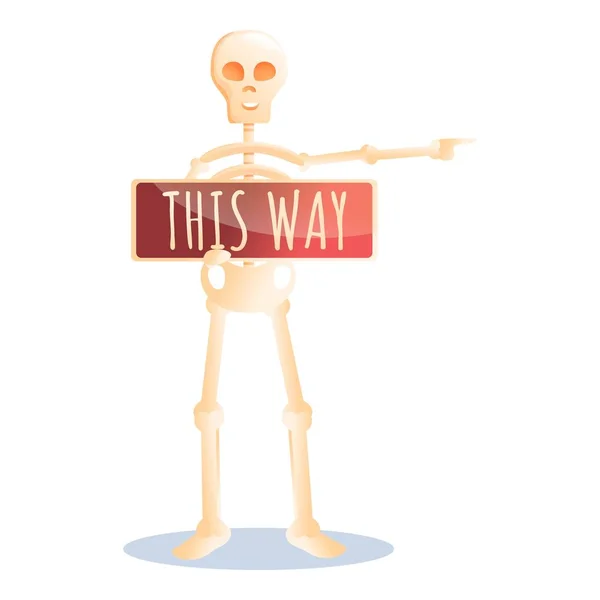 Skeleton show this way icon, cartoon style — Wektor stockowy