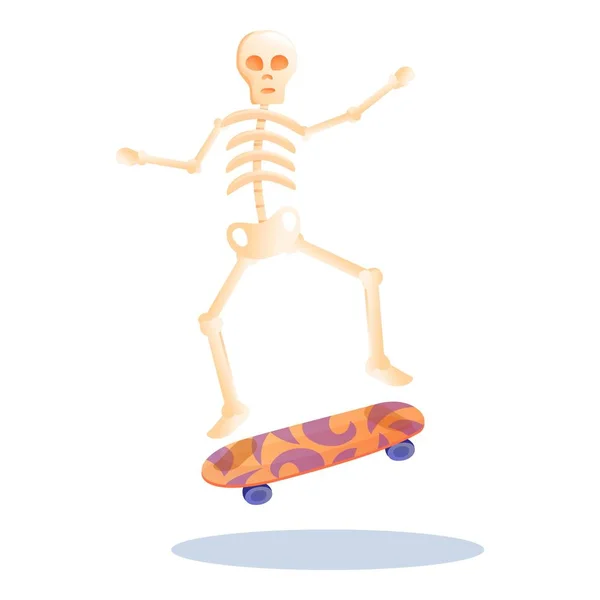 Skeleton icono de skate, estilo de dibujos animados — Vector de stock