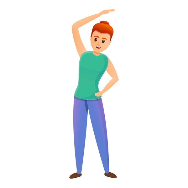 Woman morning exercise icon, cartoon style — Διανυσματικό Αρχείο