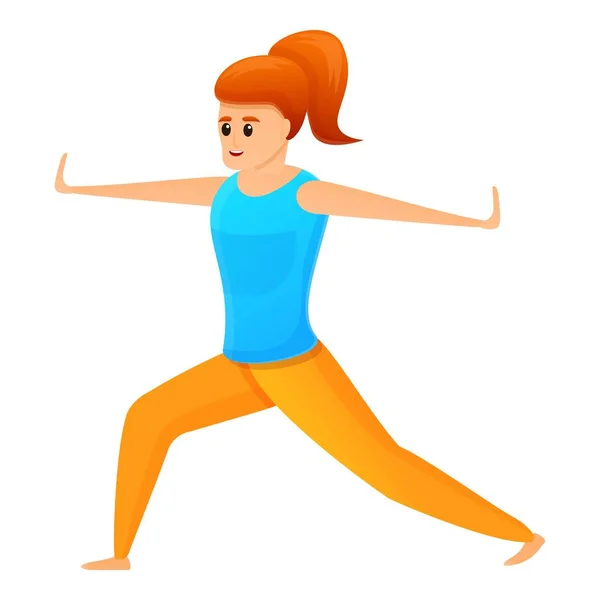 Girl outdoor fitness icon, cartoon style — Wektor stockowy
