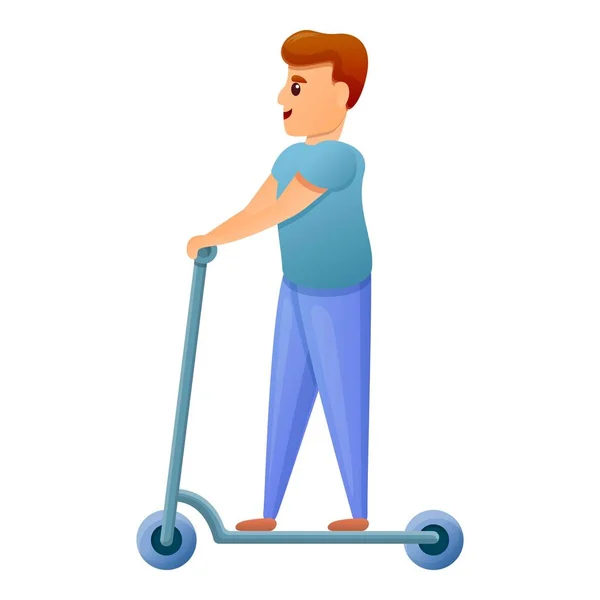 Boy at scooter icon, cartoon style — Stockový vektor