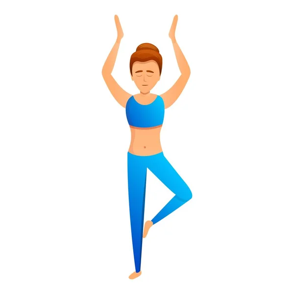 Girl practice yoga icon, cartoon style — Stock Vector
