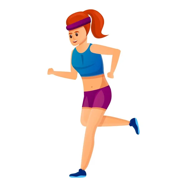 Young girl running icon, cartoon style — Διανυσματικό Αρχείο