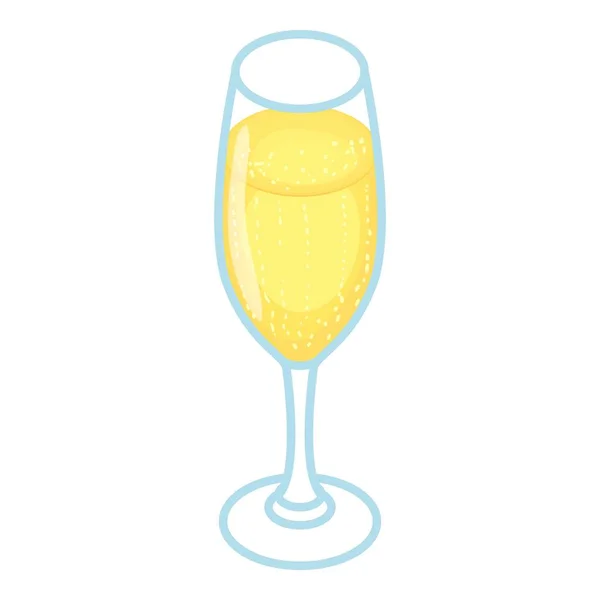 シャンパンの結婚式のガラスのアイコン、等角形のスタイル — ストックベクタ