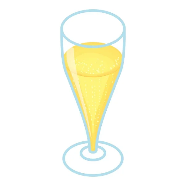Ícone de vidro de champanhe de férias, estilo isométrico — Vetor de Stock