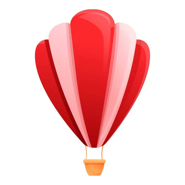 Rote weiße Luftballon-Ikone, Cartoon-Stil — Stockvektor
