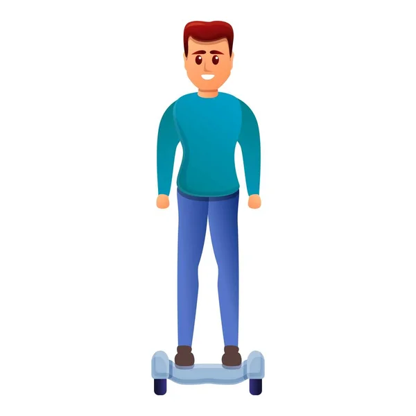 Adolescent on gyroscooter icon, cartoon style — Stok Vektör