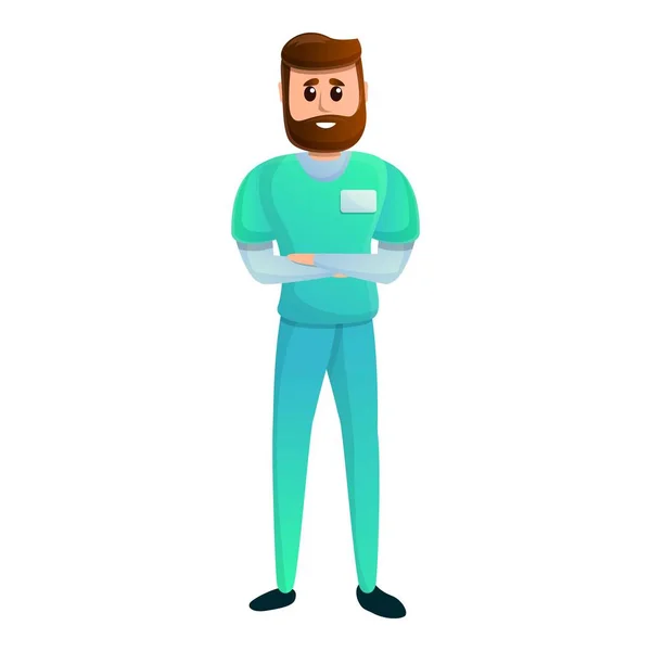 髭の男看護師のアイコン、漫画のスタイル — ストックベクタ