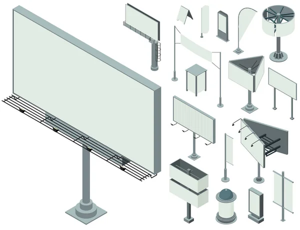 Ensemble d'icônes de publicité extérieure, style isométrique — Image vectorielle