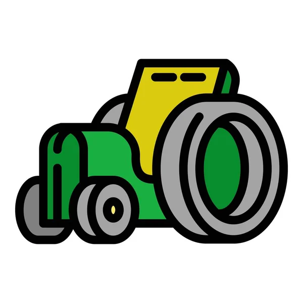 Icono del tractor de granja, estilo de esquema — Vector de stock