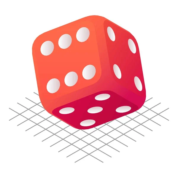 Játssz kocka ikon, izometrikus stílus — Stock Vector