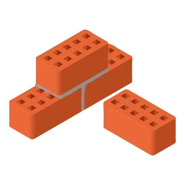 Red bricks icon, isometric style — Stock vektor