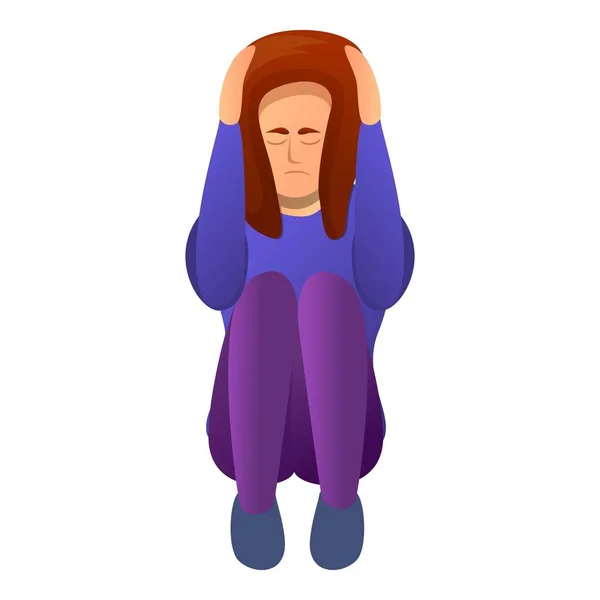 Hurt woman icon, cartoon style — 图库矢量图片