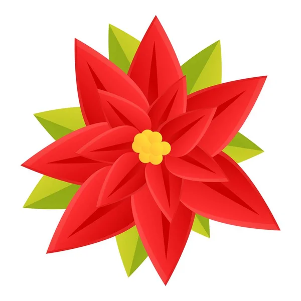 Ícone de poinsettia flor, estilo dos desenhos animados — Vetor de Stock