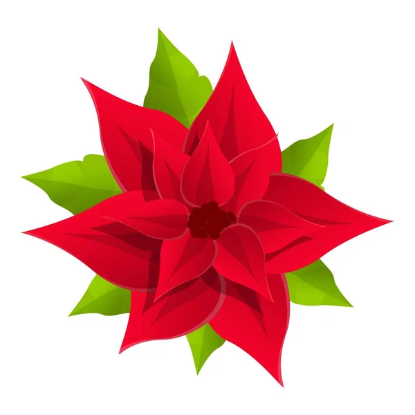 Decorative poinsettia icon, cartoon style — 图库矢量图片