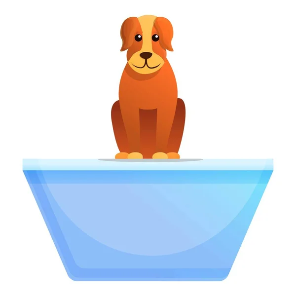Cão no ícone da mesa de abrigo, estilo dos desenhos animados — Vetor de Stock
