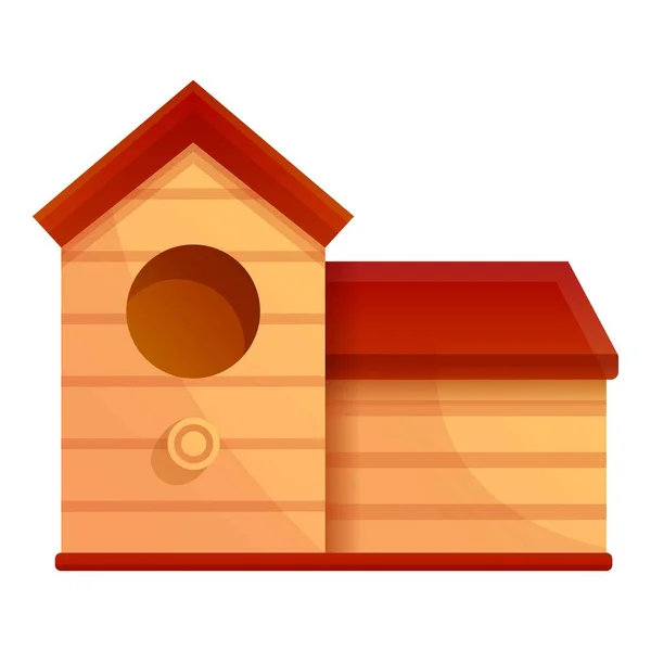 Houten vogel huis icoon, cartoon stijl — Stockvector