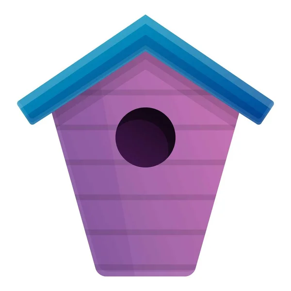 Violette vogel huis icoon, cartoon stijl — Stockvector