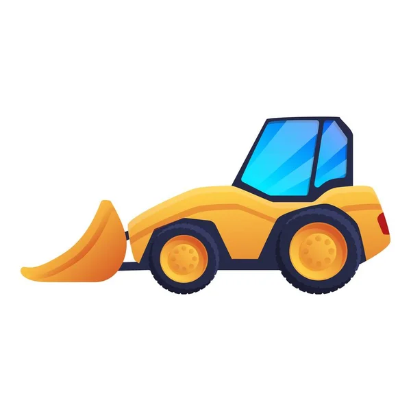 Carretera reparación bulldozer icono, estilo de dibujos animados — Vector de stock