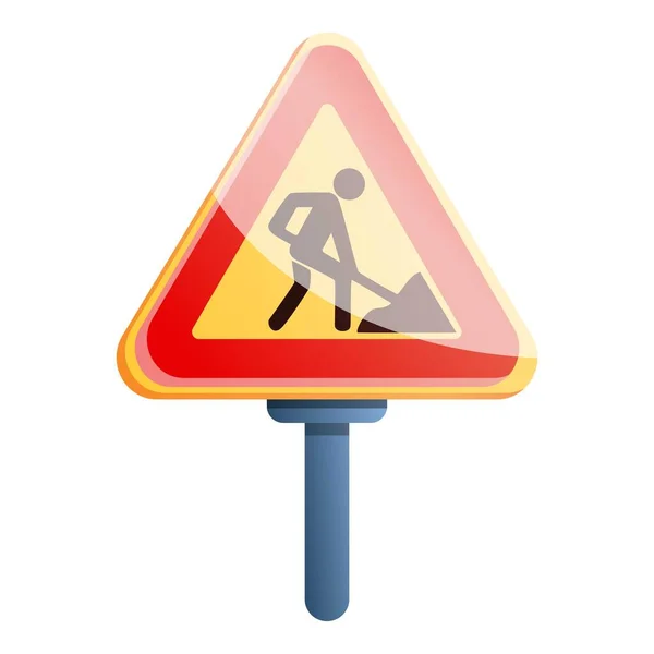 Icono de signo de reparación de carreteras, estilo de dibujos animados — Vector de stock