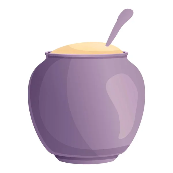 Icono de olla de azúcar de cocina, estilo de dibujos animados — Archivo Imágenes Vectoriales