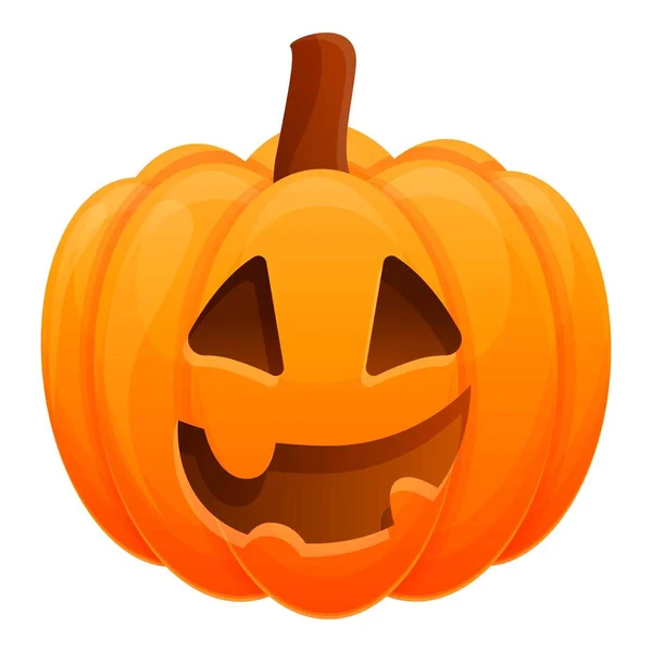 Funny smile pumpkin icon, cartoon style — Stock Vector