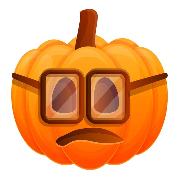 Pumpkin with eyeglasses icon, cartoon style — Stock Vector