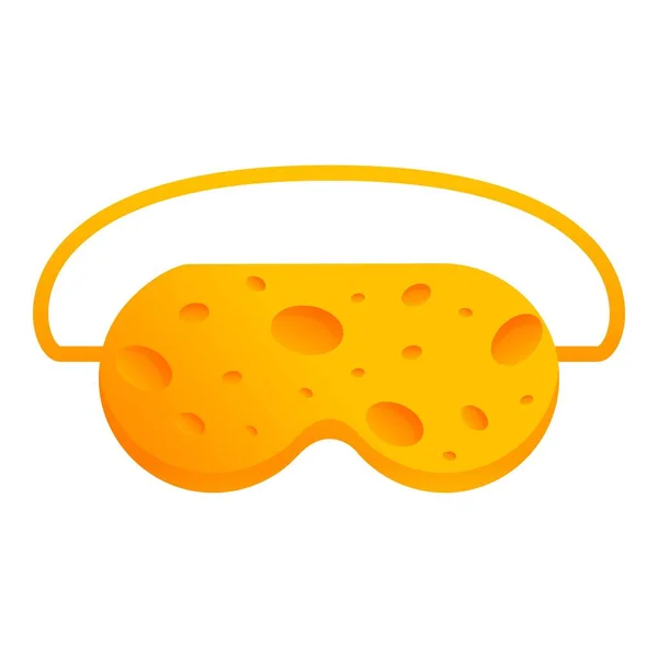 Icono de máscara de dormir de impresión de queso, estilo de dibujos animados — Vector de stock