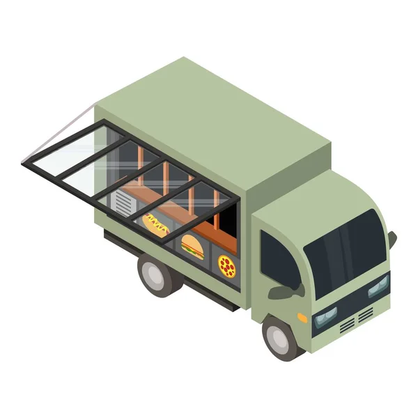 Ícone de caminhão de comida rápida, estilo isométrico — Vetor de Stock