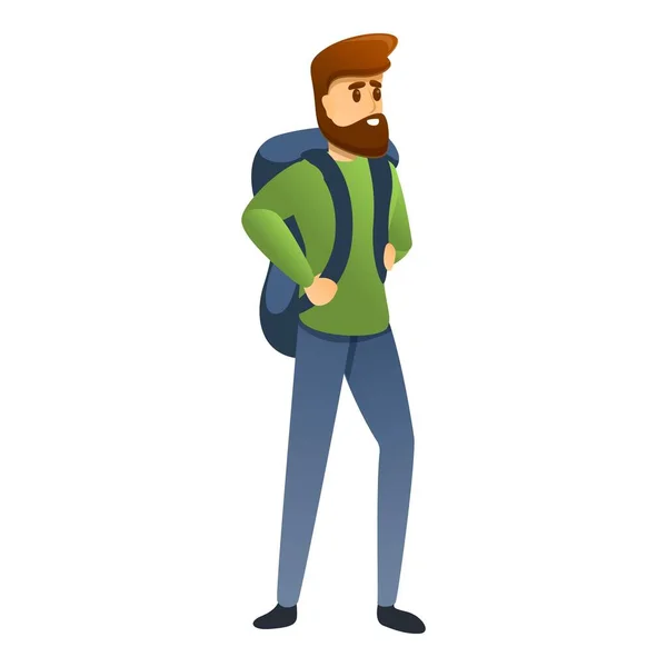 Mann mit Rucksack-Ikone im Cartoon-Stil — Stockvektor