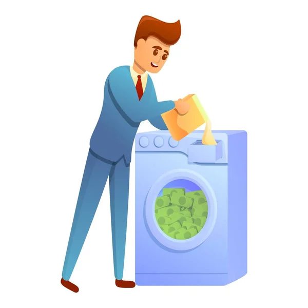 Lavaggio icona denaro, stile cartone animato — Vettoriale Stock